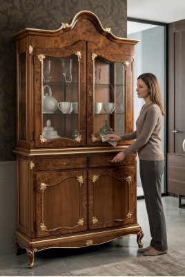 Vitrine glazen kast kasten plank hout vitrine ontwerp modern woonkamer nieuw