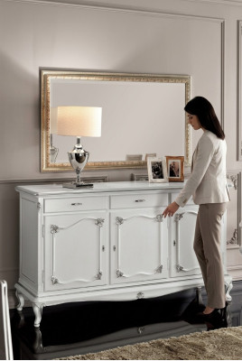 Laden Italiaanse meubels Massief Spiegel 2-delig dressoir Sideboard kast Hout