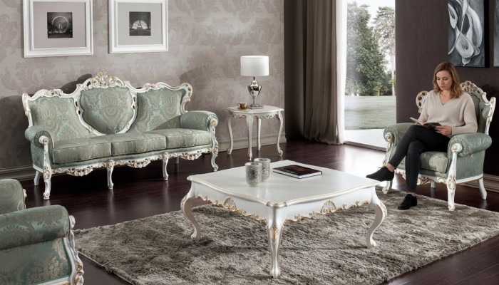 Sofaset Bank Klassiek Barok Meubels Woonkamer Bank 5-dlg. Bank Tafel