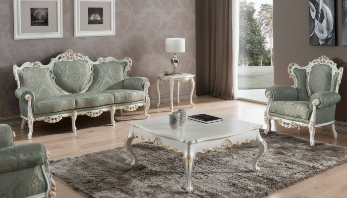 Sofaset Bank Klassiek Barok Meubels Woonkamer Bank 5-dlg. Bank Tafel