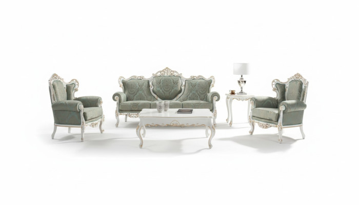 Sofaset Bank Klassiek Barok Meubels Woonkamer Bank 5-dlg. Bank Tafel