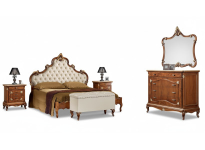 Slaapkamer Compleet set Bed 2x Nachtkastje Commode Spiegel Stoel 6-delig Italy