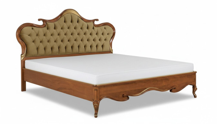 Chesterfield bed gestoffeerd design luxe dubbele hotelbedden Italiaans hout nieuw