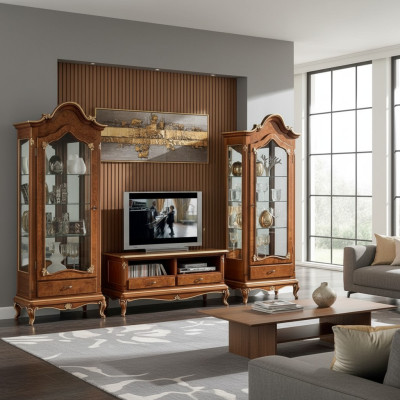 Wandmeubelset 3-delig. Woonkamer rtv vitrine dressoir plank luxe wandkasten nieuw