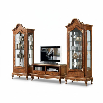 Wandmeubelset 3-delig. Woonkamer rtv vitrine dressoir plank luxe wandkasten nieuw