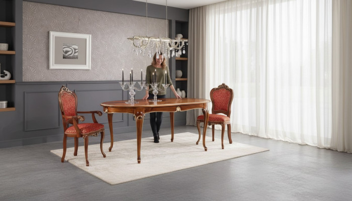 Eetkamer set Eettafel Groep Klassiek Echt Hout 3-delige Set Stoelset 2x Stoelen
