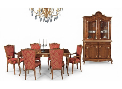 Italiaanse eetkamertafel + 6x armstoelen eetgroep eetset 7-delig.