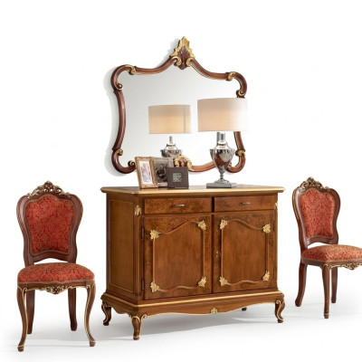Dressoir Commode Spiegel Commode Laden Hout Art Deco Luxe Ontwerp Set 2-delig