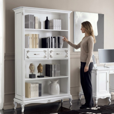Woonkamer vitrinekast boekenplank dressoir Klassiek meubilair planken hout.