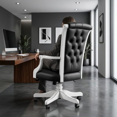 Kantoorstoel Hout Directiestoel Chesterfield-Italiaanse meubels Draaistoel Fauteuil Stoel