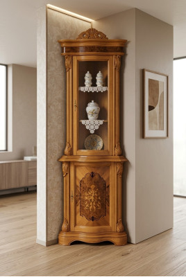 Vitrine glazen kast massief hout vitrine woonkamer dressoir Italiaanse meubels