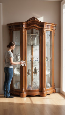 Vitrine glazen kast vitrinekast woonkamer hout dressoir Italiaanse meubels rek