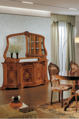 Kasten Italiaanse meubels Massief Spiegel 2 delig dressoir kast hout