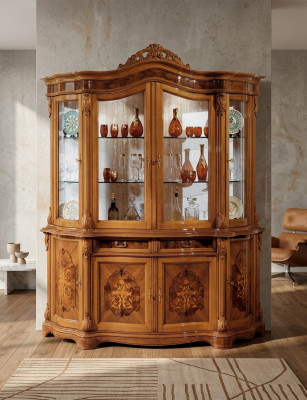 xxl Vitrine Glazen Kast Echt Hout Vitrine Dressoir Italiaanse Meubels Kasten  xxl Vitrine Glazen Kast Echt Hout Vitrine Dressoir Italiaanse Meubels Kasten