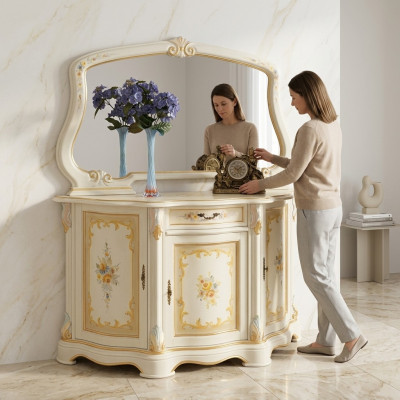 Elegante stijl meubels slaapkamer ladekast kast klassieke dressoir met spiegel