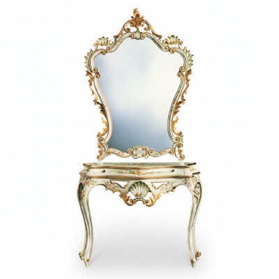 Console tafel Spiegel dressoir Set Hout Italiaanse meubels stijlen Elisa 2-delig Nieuw