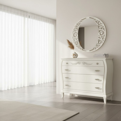 Dressoir met spiegel dressoirs hout meubilair 2-delig wit Italië
