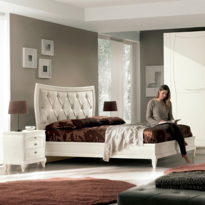 Bedroom set bed 2x bedside table wood Classic Italian furniture 3 pcs.