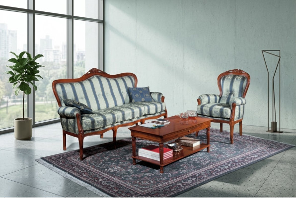 Klassiek bankstel bank 3+1 zits bank banken Italiaanse meubels textiel