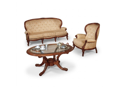 Klassieke bankstelsel bank bank fauteuil salontafel Italiaanse meubels 3-delig.