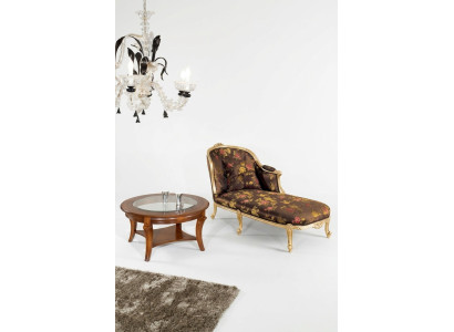 Klassieke chaise longue + salontafel goud bloemen ligbed Italiaanse meubels tafel