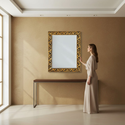 Klassieke designspiegel Italiaanse wandspiegel Houten staande wandspiegel Italië Nieuw