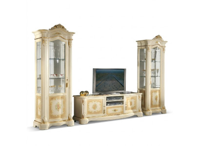 Woonkamer 2x vitrine wandmeubel kasten Design tv vitrine set 3-dlg kast Nieuw