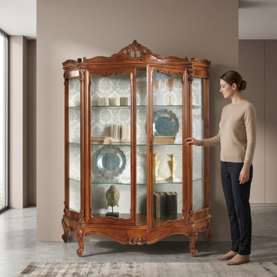 Glazen kast Vitrine Dressoir Meubels Houten kast xxl Vitrines Luxe kast Hout