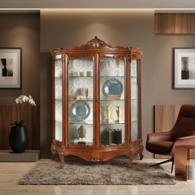 Glazen kast Vitrine Dressoir Meubels Houten kast xxl Vitrines Luxe kast Hout
