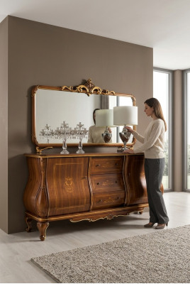 Sideboard met spiegel dressoir Sideboards houten kast meubels ladenkast bruin nieuw