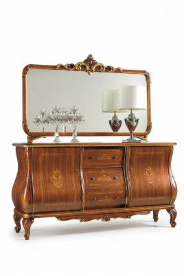 Sideboard met spiegel dressoir Sideboards houten kast meubels ladenkast bruin nieuw