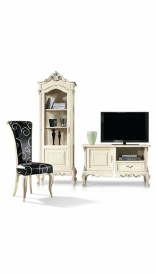 Klassieke woonwand set vitrine tv-meubel vitrines kast kasten 3-delig.