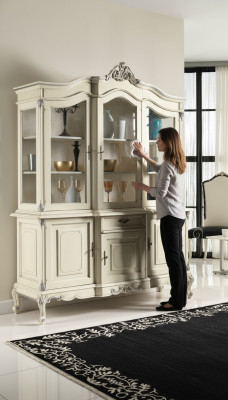 witte vitrine Italiaanse luxe meubels vitrines dressoir glazen kasten