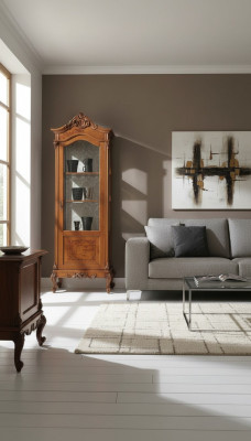 Houten vitrinekast glazen kast massief houten vitrine woonkamer meubilair dressoir