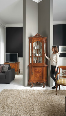 Kasten Houten Vitrinekasten van glas Kast van echt hout Woonkamermeubels Dressoir
