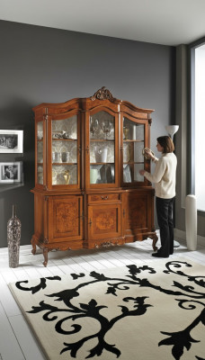 Vitrine glazen kast vitrine woonkamer hout dressoir Italiaanse meubels plank