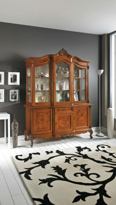 Vitrine glazen kast vitrine woonkamer hout dressoir Italiaanse meubels plank