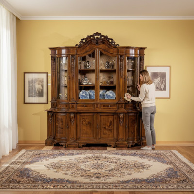 Vitrines Massief Houten Glas Kast Echt houten vitrine Woonkamer meubels Dressoir