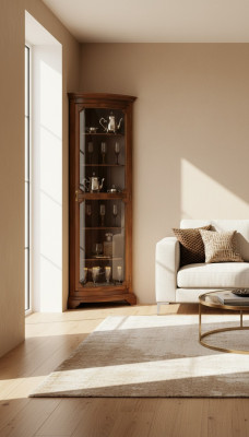 Kasten Houten vitrines Glazen kast Massief houten vitrine Woonkamer meubels Dressoir