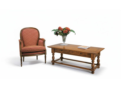 Fauteuil met bijzettafel in antieke stijl meubels van echt hout Tafel Leunstoel set 2-delig Nieuw