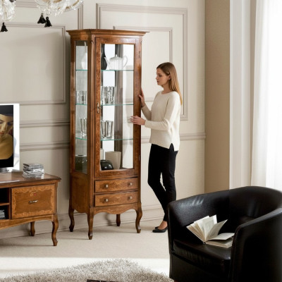 Meubel Glazen kast Vitrine Hout Vitrines Glas Kast Kasten Planken Italië