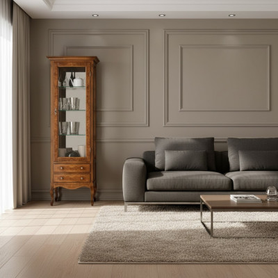 Meubel Glazen kast Vitrine Hout Vitrines Glas Kast Kasten Planken Italië