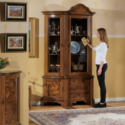 Meubel Glazen kast Vitrine Hout Vitrines Glas Kast Kasten Planken Italië
