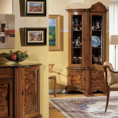 Meubel Glazen kast Vitrine Hout Vitrines Glas Kast Kasten Planken Italië