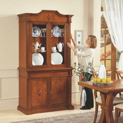 Meubel Glazen kast Vitrine Hout Vitrines Glas Kast Kasten Planken Italië