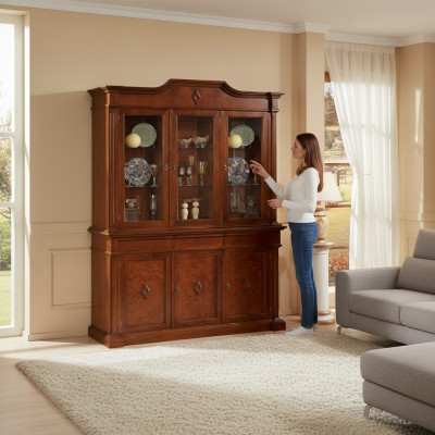 Dressoir Meubels Glazen Kast Vitrine Hout Vitrines Glas Kast Kasten Italië