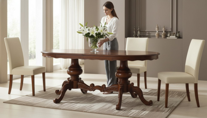 Tafel Ovale eettafel Italiaanse meubelen Eetkamertafels Hout Bruine tafels Nieuw