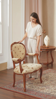 Eetkamerstoel bruin Luxe klassieke houten stoelen Italiaanse meubels