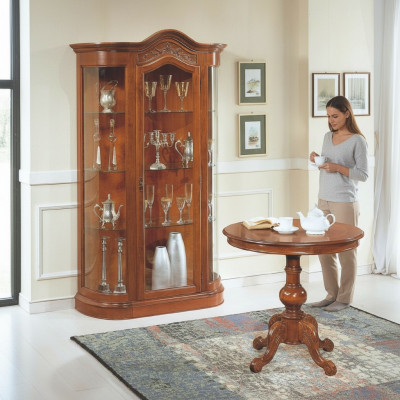 Woonkamertafel set met vitrinekast glazen kast dressoir compleet 2-delig. Nieuw