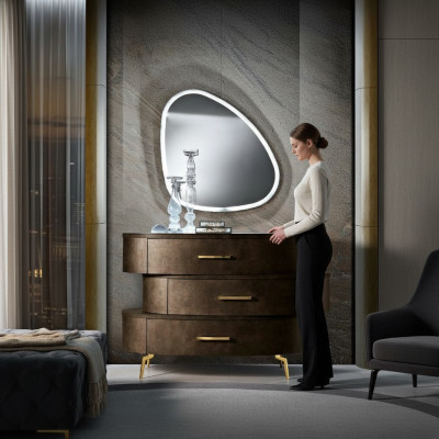 Ladekast met spiegel Ladekasten Slaapkamer Kast Hout Modern Ontwerp Bruin Set